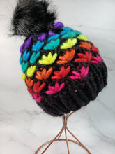 Load image into Gallery viewer, Lotus Flower Beanie - Black Rainbow - Various Sizes
