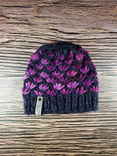 Load image into Gallery viewer, Lotus Flower Beanie - Navy Blue and Purple - Various Sizes
