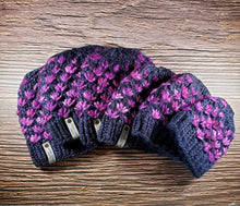 Load image into Gallery viewer, Lotus Flower Beanie - Navy Blue and Purple - Various Sizes
