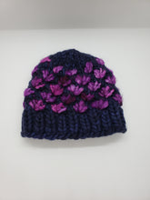 Load image into Gallery viewer, Lotus Flower Beanie - Navy Blue and Purple - Various Sizes
