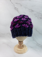 Load image into Gallery viewer, Lotus Flower Beanie - Navy Blue and Purple - Various Sizes
